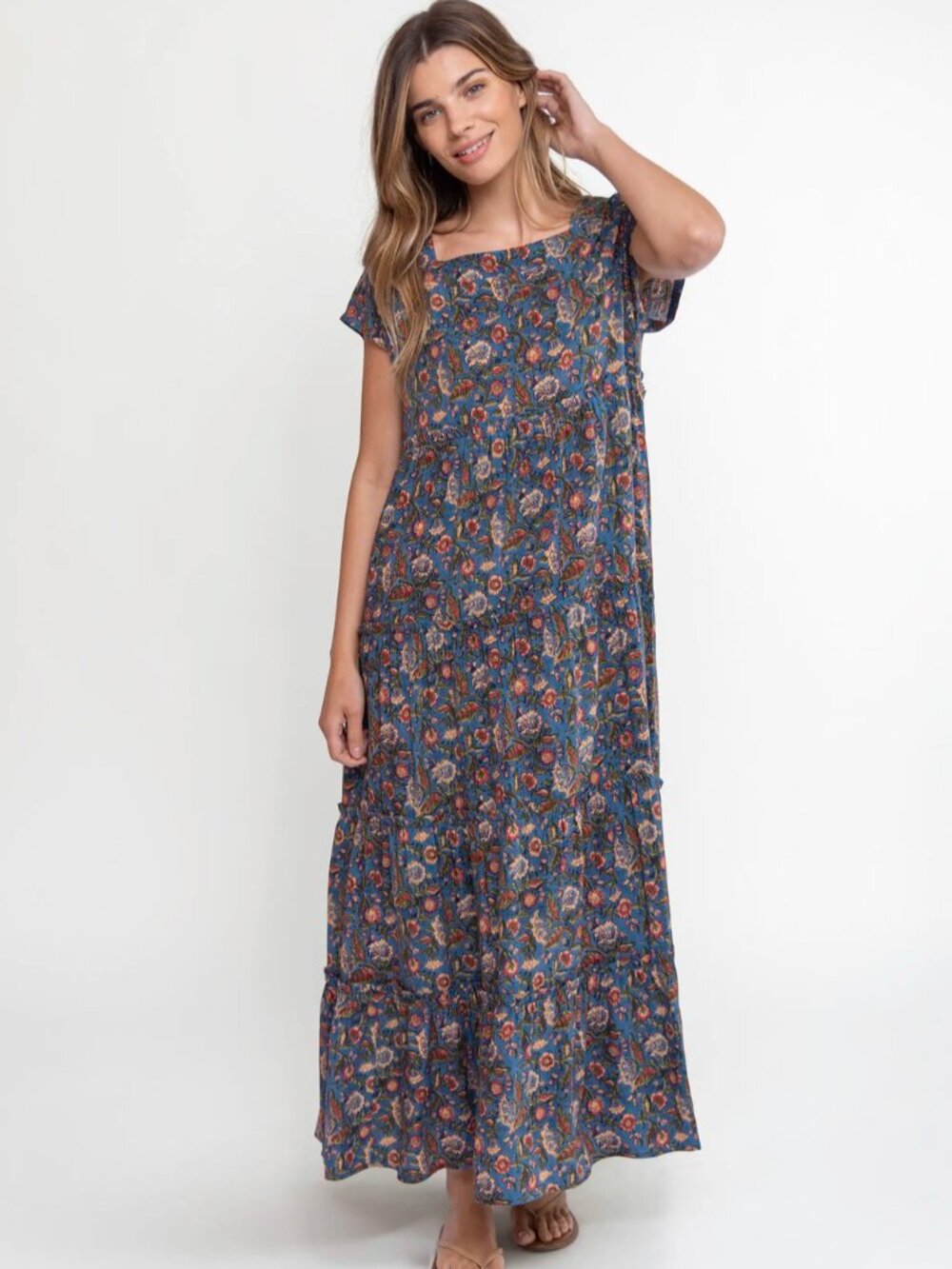 Natural Life Berkley Maxi Dress in Paisley Navy Blue